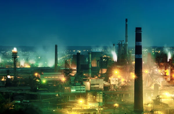 Night view of industrial metallurgical plant