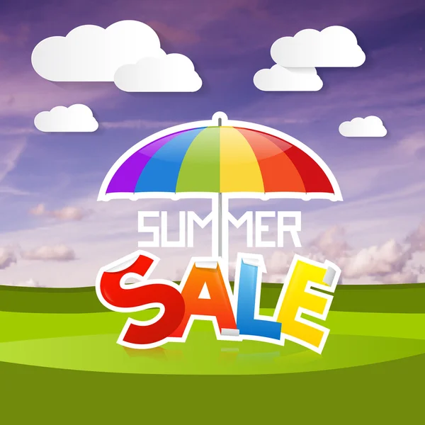 Summer Sale Vector Illustration on Landscape Background