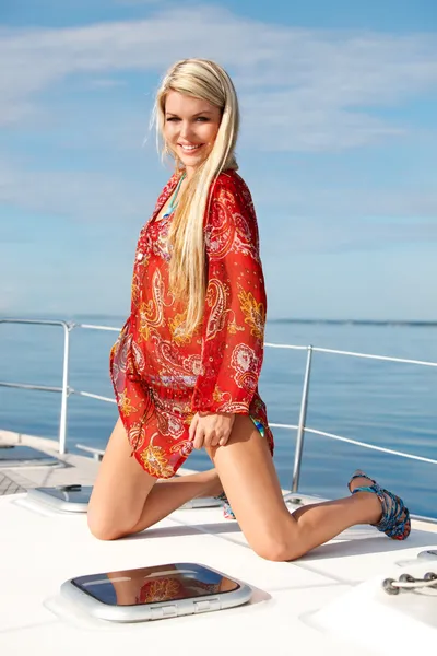 Young woman on the yacht
