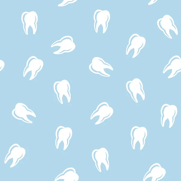 Vector dental seamless pattern: white teeth on blue background