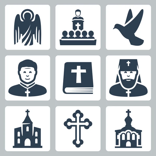 Vector Christian religion icons set