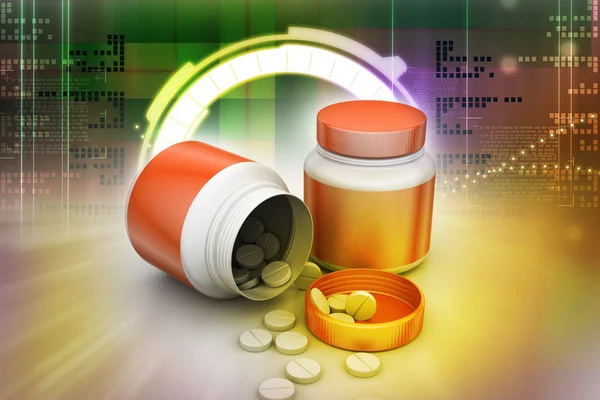 Medicine bottle and pills