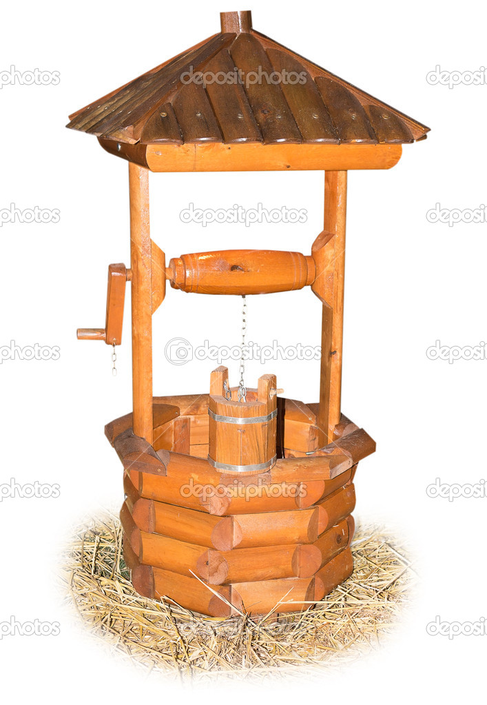 Pozos de madera de los deseos sobre fondo blanco — Foto de stock