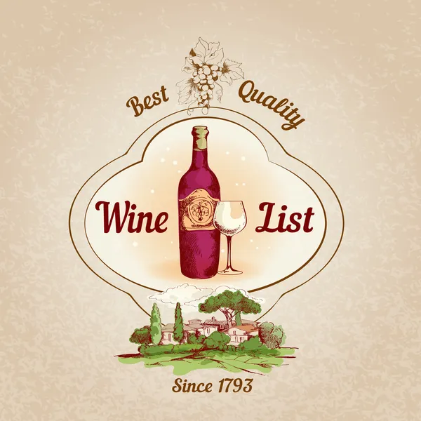 Wine list retro poster