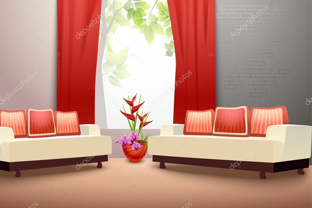 Interior design soggiorno — vettoriali stock © macrovector #48077873