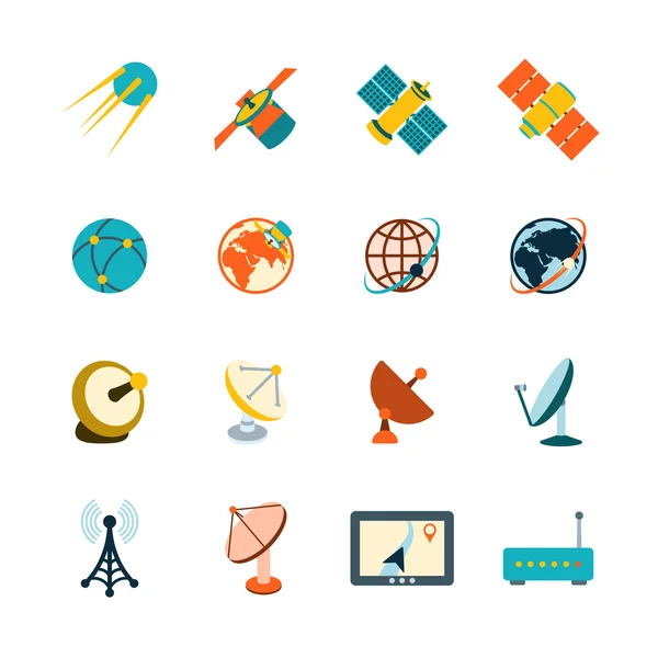 Satellite icons set