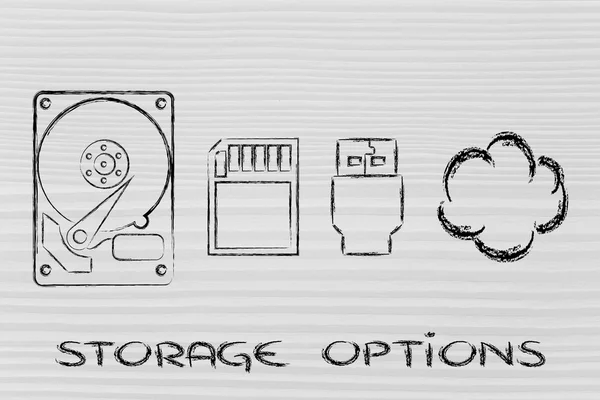 Storage options: hard drives, sd card, usb key or cloud storage