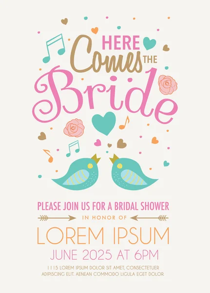 Pink Wedding Invitation Template with Love Bird