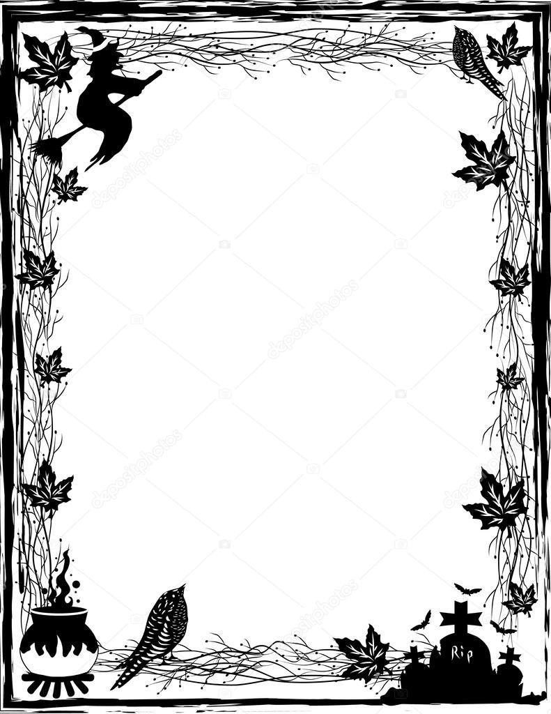 Black and White Halloween Background in Vector — Stock Vector © Pixejoo