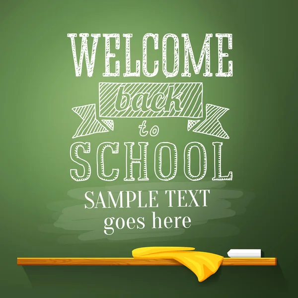 Welcome back to school message on the chalkboard with place for your text. Vector