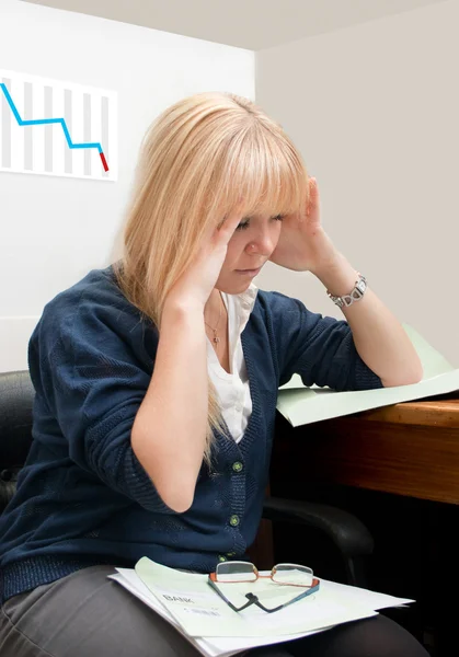 Business woman in financial crisis struggling to pay bank loans