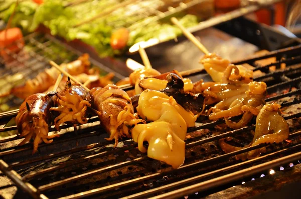 Grilled cuttlefish on a stick