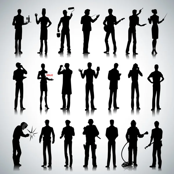 Silhouettes of different professions men