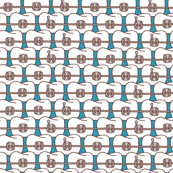 Seamless orthodontic pattern. Vector eps 10 background with teeth in braces for your dental design.
