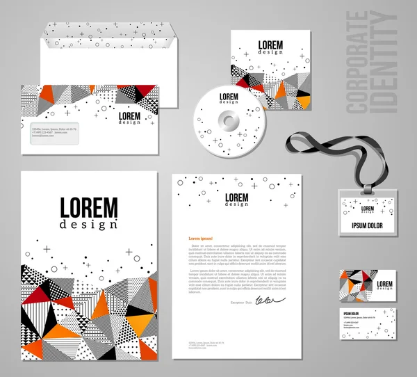 Corporate identity template in patch work colorful style.