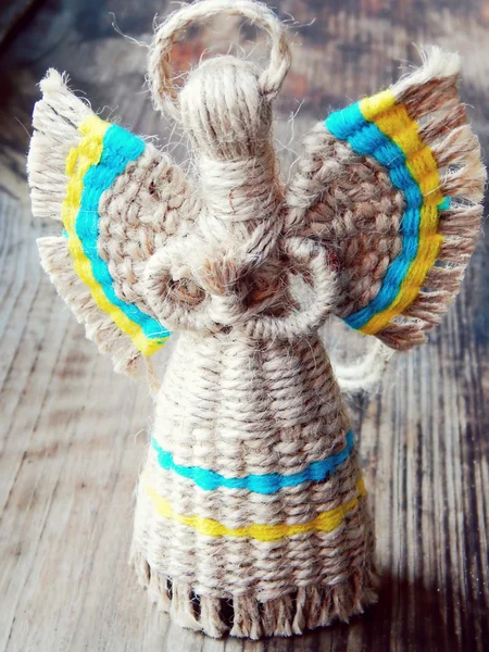 Traditionnal faceless ukrainian doll motanka with angel wings and halo