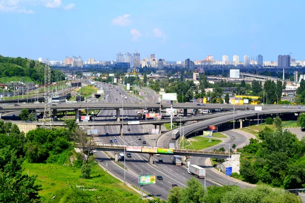 The view of Kyiv city road junction