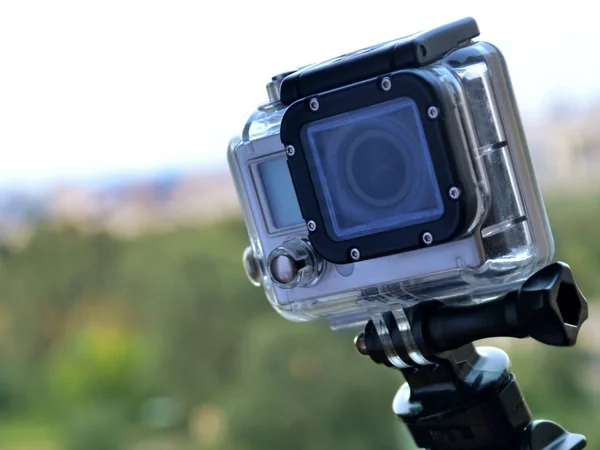 KYIV, UKRAINE - AUGUST 6, 2014: Small GoPro hero3 camera often used in extreme action video photography.