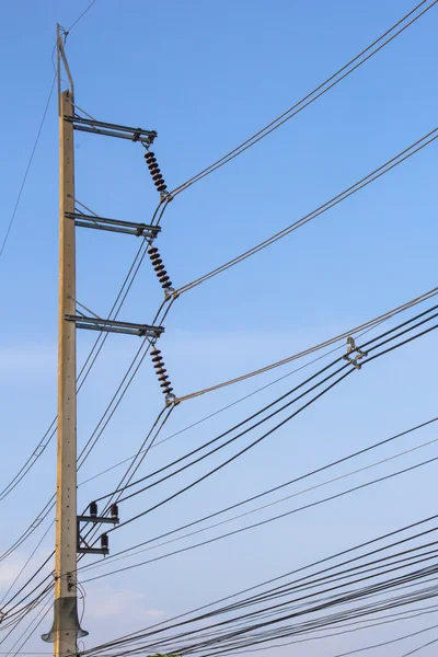 Electricity post in blue sky at Thailand