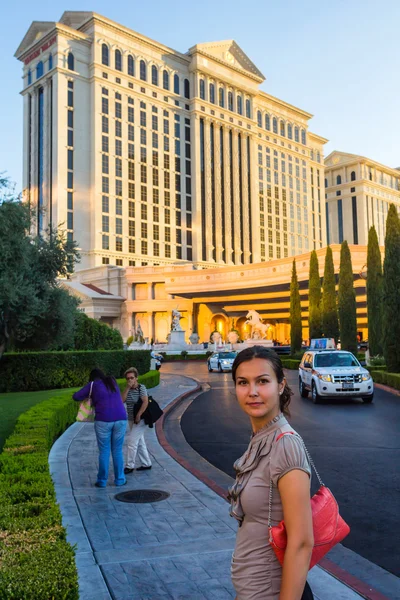Amazed european woman walking in Las Vegas