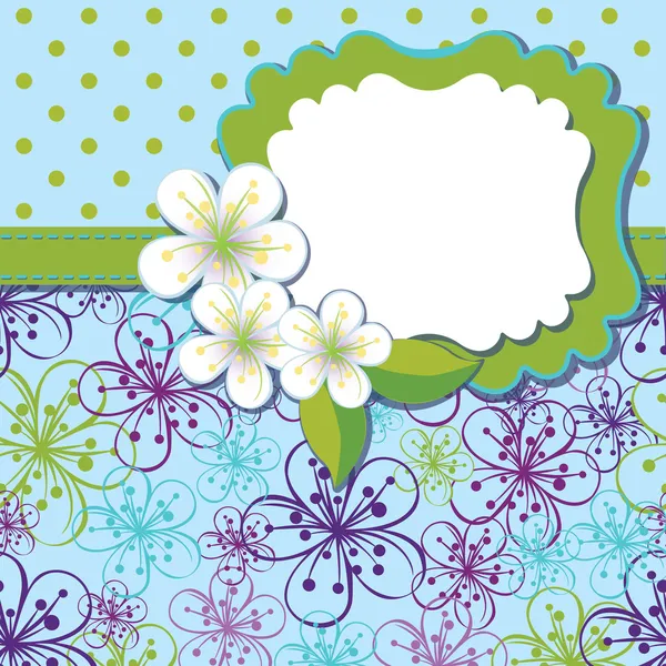 Spring Design template.Cherry flowers background and polka dot