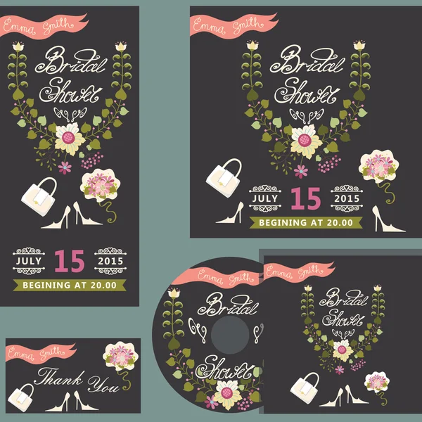 Bridal Shower card.Cute wedding invitation with flowers
