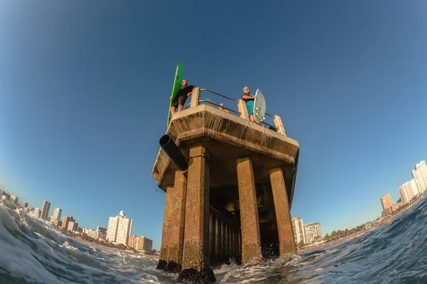 Surfing Waves Swimmers Water Jumping Entry Pier