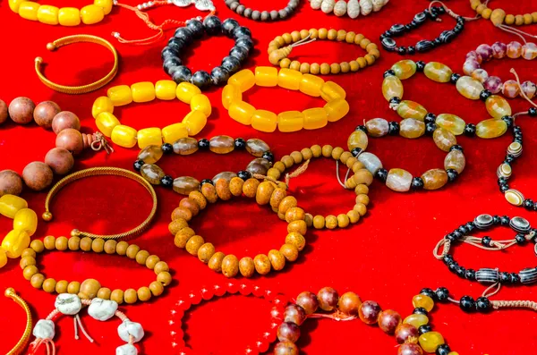 Close-up of Tibetan Bracelets in a market in Tibet on the road