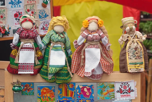 A series of Ukrainian folk dolls, motankas