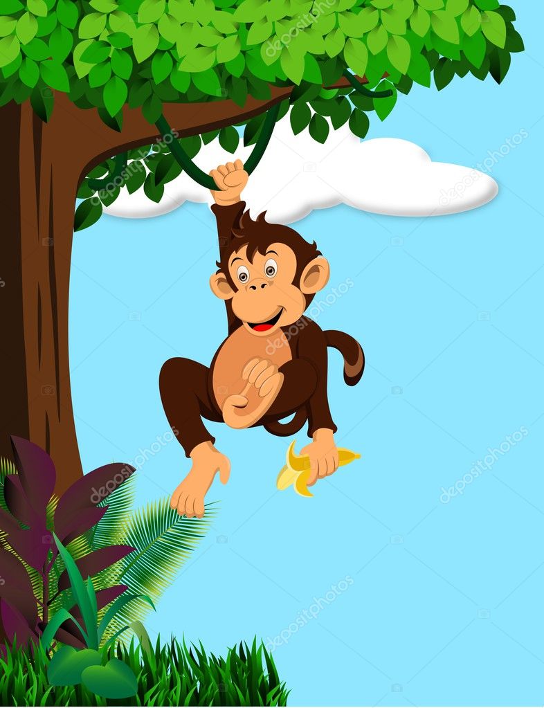 Resultado de imagen para mono en el arbol animado