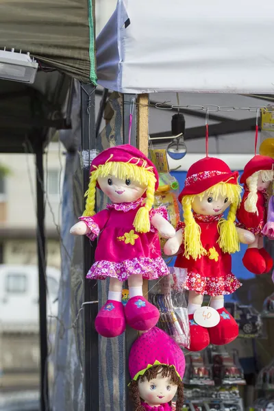 Colorful textile dolls