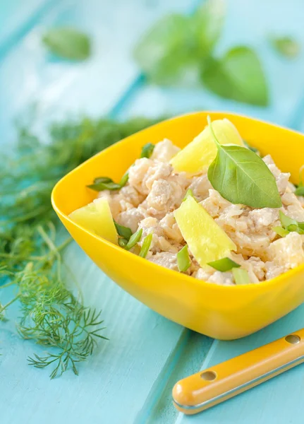 Salad of chicken breast with pineapple