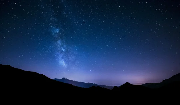 Night sky stars with milky way on mountain background