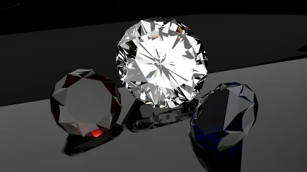 Ruby - Diamond - Sapphire - Black background