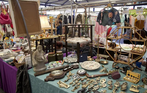 LONDON, UK - MAY 15, 2014: Antique display Greenwich market. Famous place to buy an art, crafts, antiques etc.