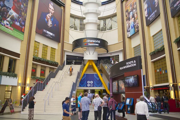 LONDON, UK - MAY 18, 2014 O2 Arena, hall with cinema entrance