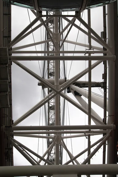 LONDON, UK - JULY 29 2014: London eye, part of great engineering construction. South walk of river Thames