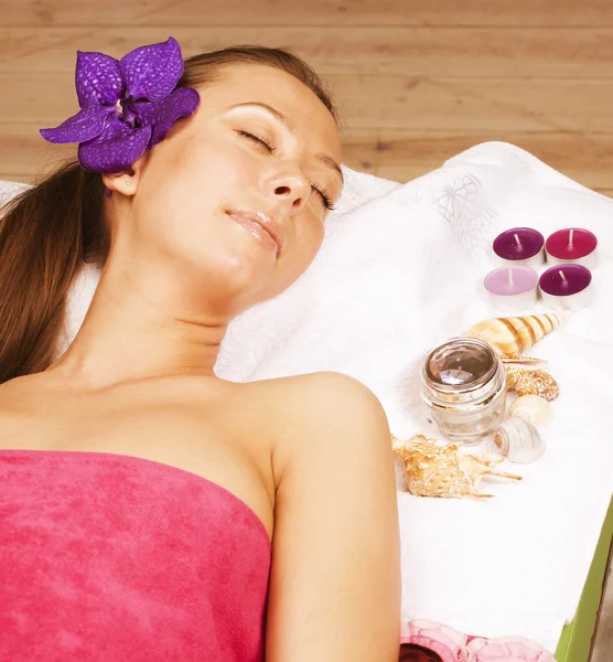 Stock photo attractive lady getting spa treatment