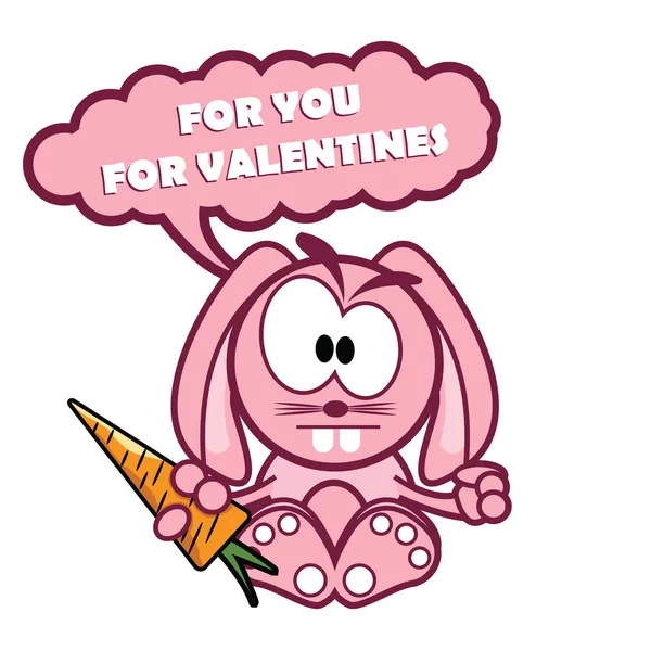 Cute Valentines Day Rabbit Character Vector holding a Carrot and Offering Valentines Holiday Wish