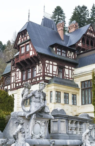 Elegant renaissance mansion with statues
