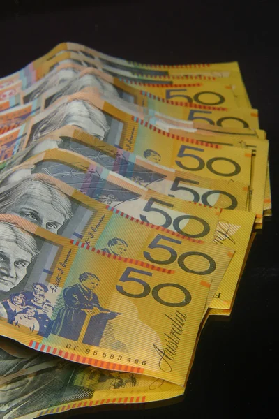 Folded Australian fifty dollar notes