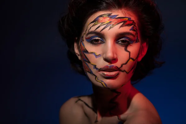Girl with color face art