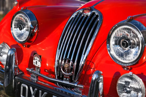 Close-up of the front of a 1948 Jaguar XK120