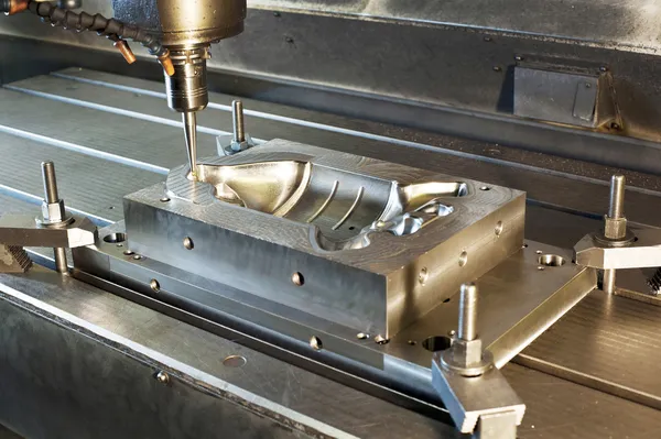 Industrial metal mold milling. CNC technology.