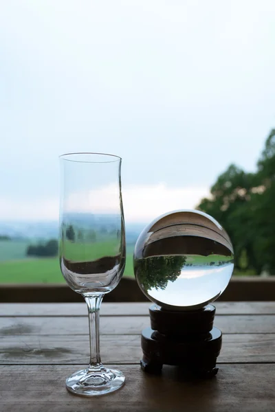 Champagne glass with glass ball