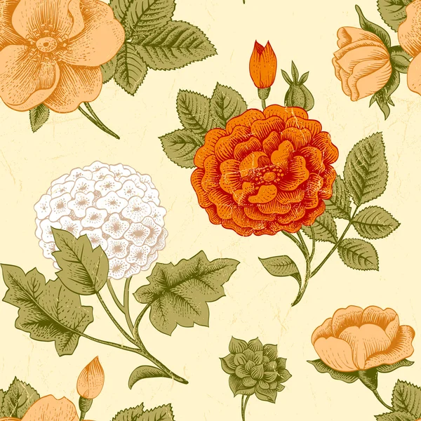 Seamless pattern with vintage flowers.