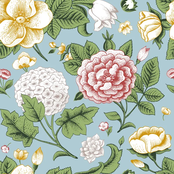 Seamless pattern with vintage flowers.