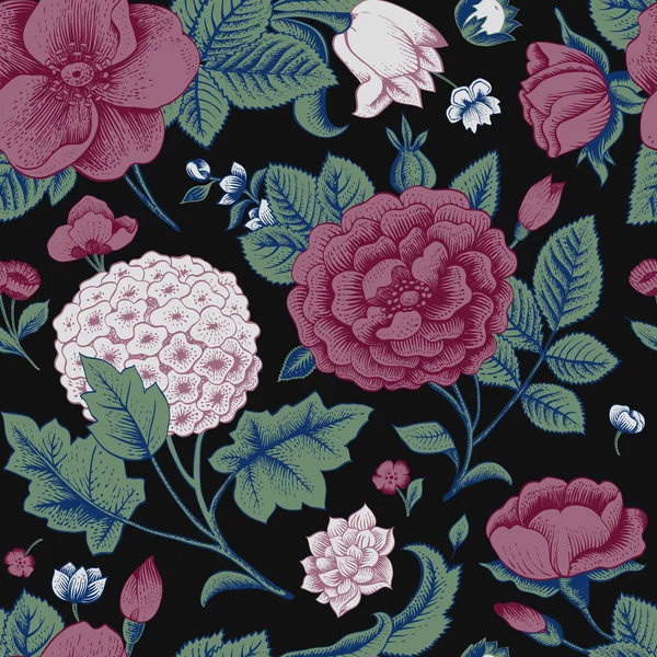 Seamless pattern with vintage flowers.