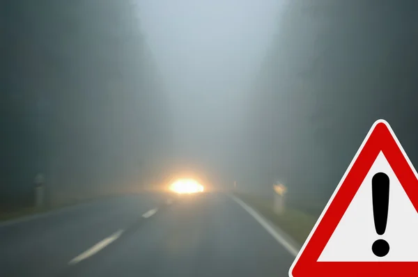 Bad weather driving - country road - caution fog