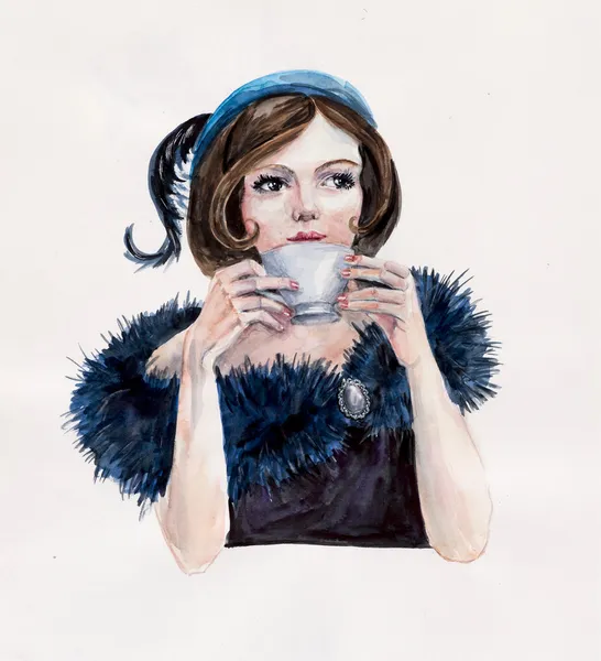 Young woman with a cup of tea.